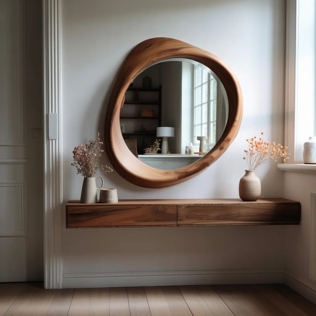 Artisan-Crafted Solid Wood Mirror