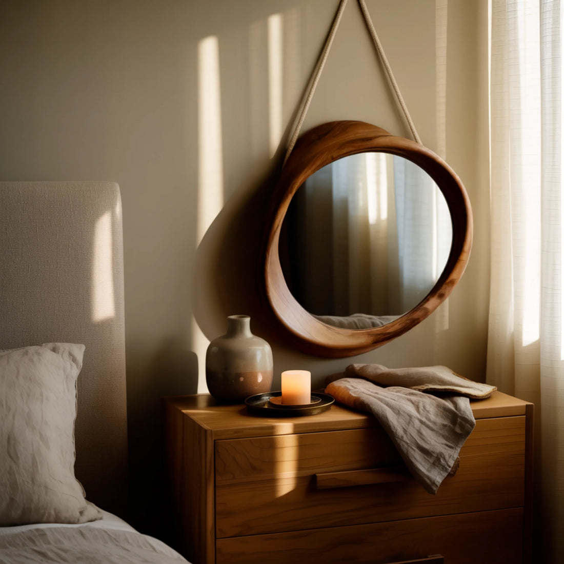 Artisan-Crafted Solid Wood Mirror