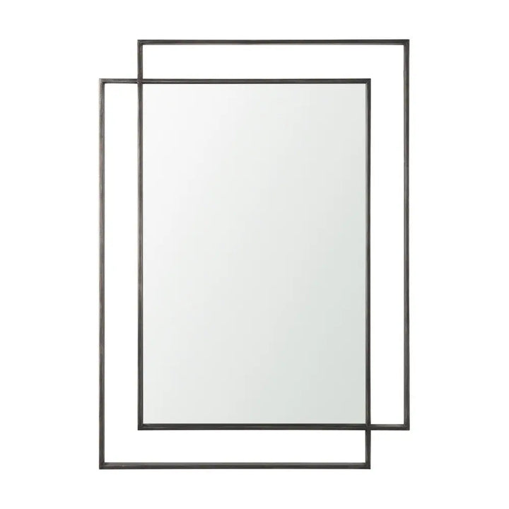 Rectangular Dual Metal Frame Gunmetal Mirror
