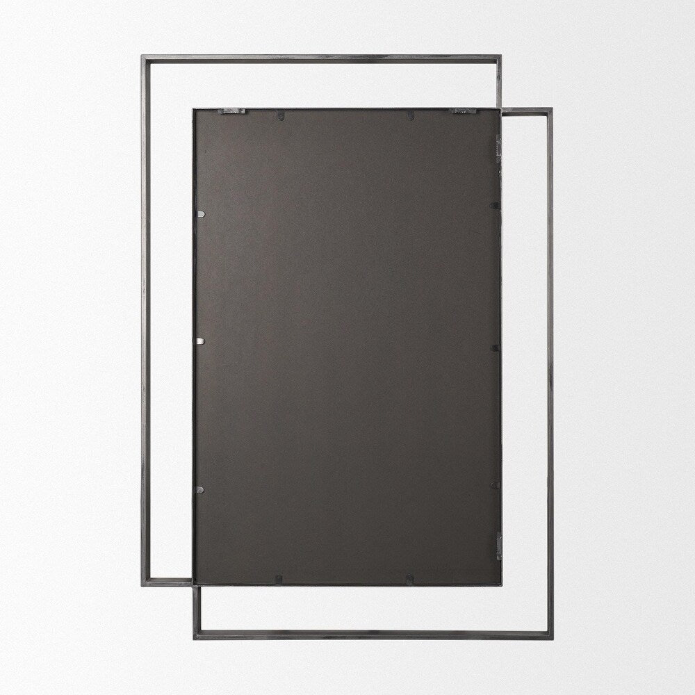Rectangular Dual Metal Frame Gunmetal Mirror