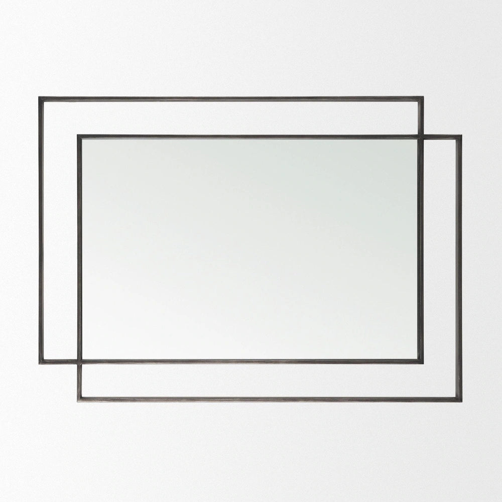 Rectangular Dual Metal Frame Gunmetal Mirror