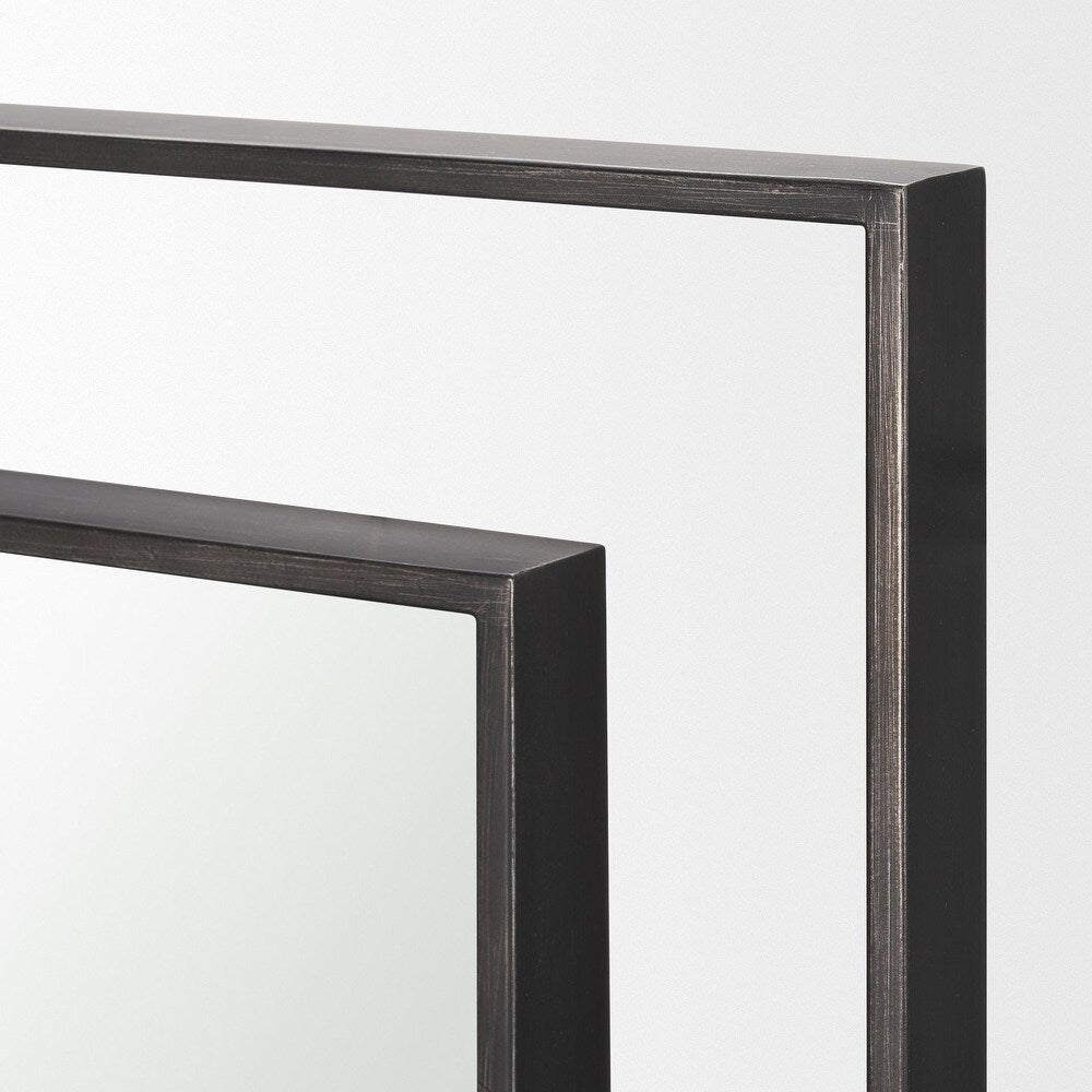 Rectangular Dual Metal Frame Gunmetal Mirror