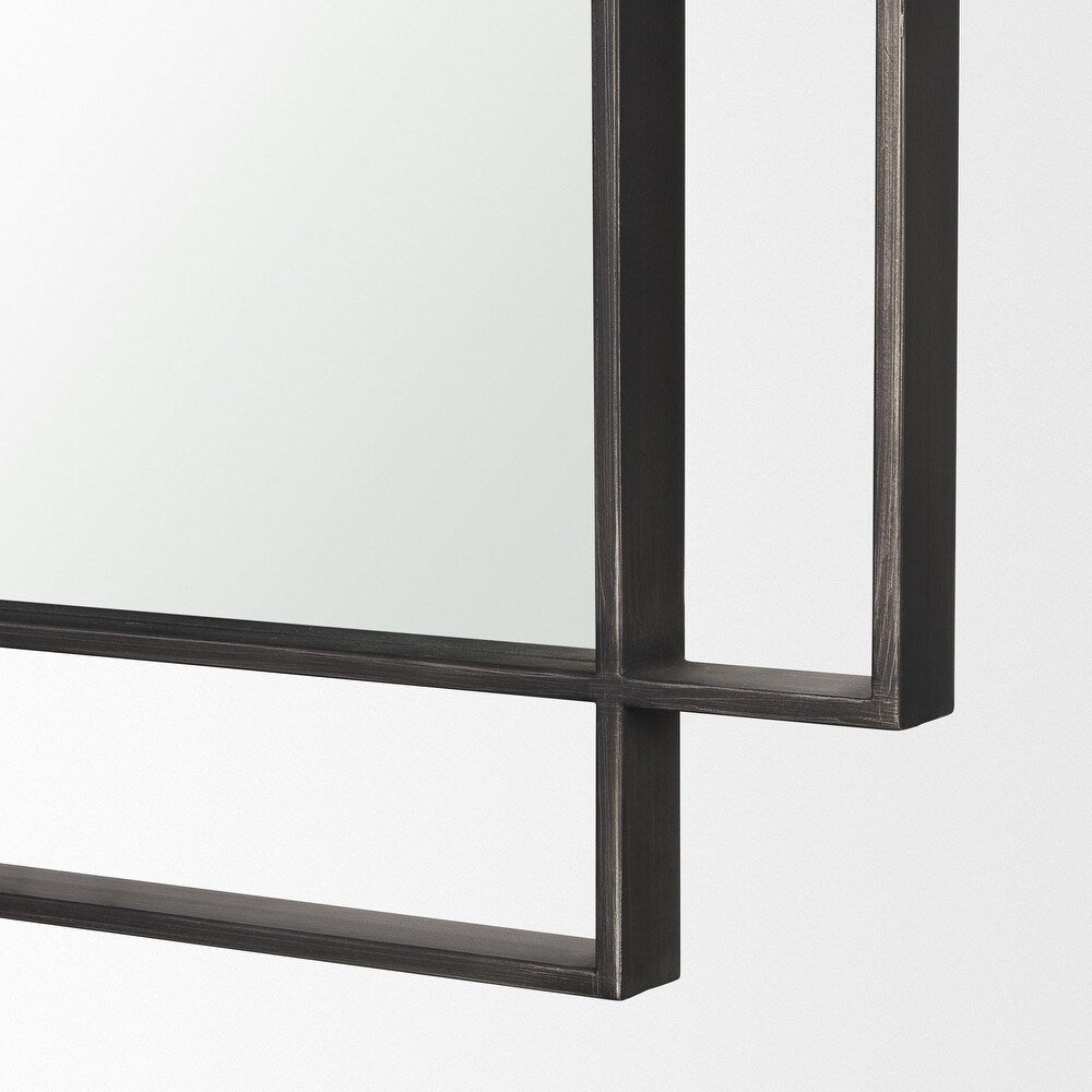 Rectangular Dual Metal Frame Gunmetal Mirror
