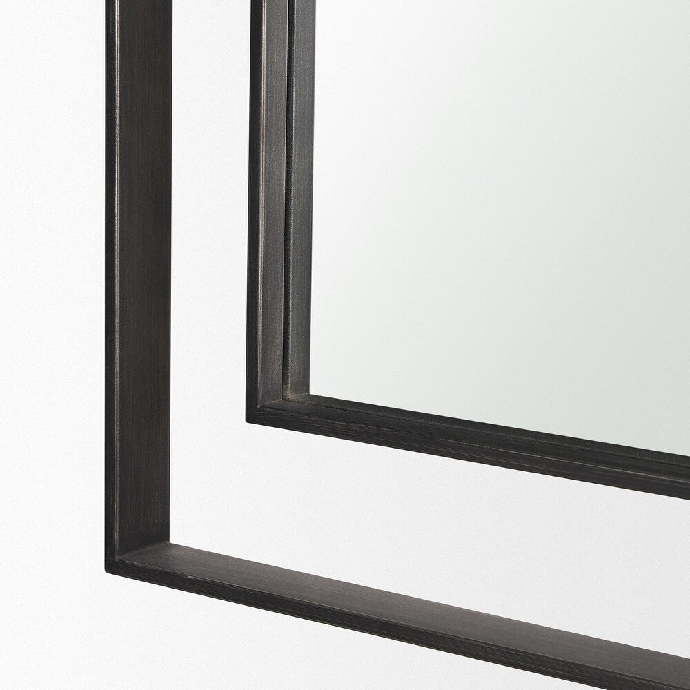 Rectangular Dual Metal Frame Gunmetal Mirror