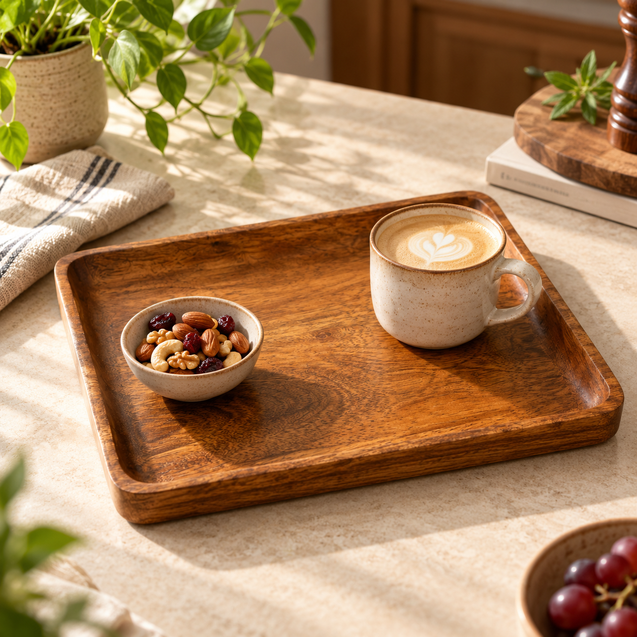 Rustic Elegance Wooden Serving Tray