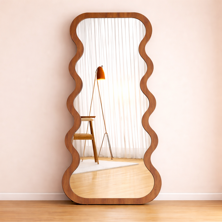 Full Length Mirror with Stand,Wave Shape Mirror,