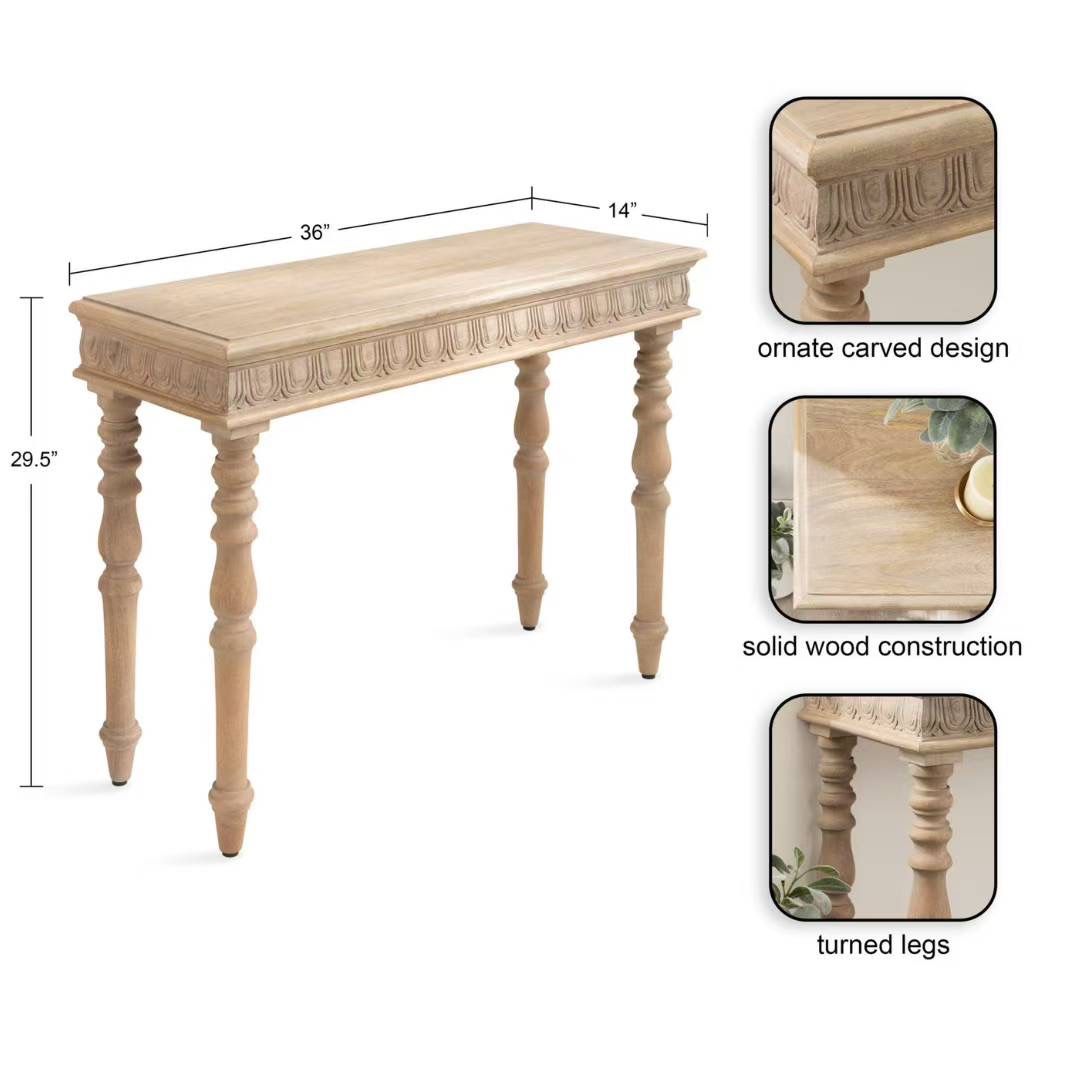 Kate and Laurel Patresa Carved Wood Console Table