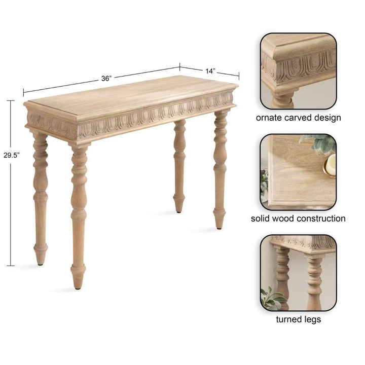Kate and Laurel Patresa Carved Wood Console Table