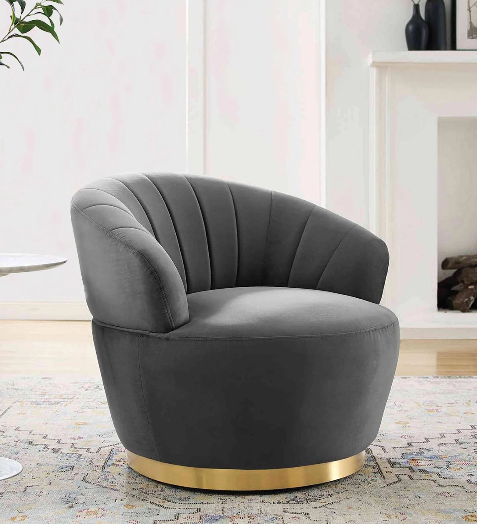 Fabric Low Back Lounge Chair In Velvet Pitch