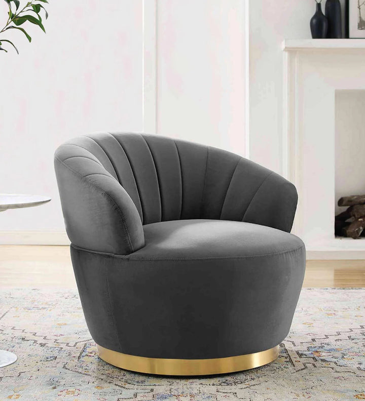 Fabric Low Back Lounge Chair In Velvet Pitch