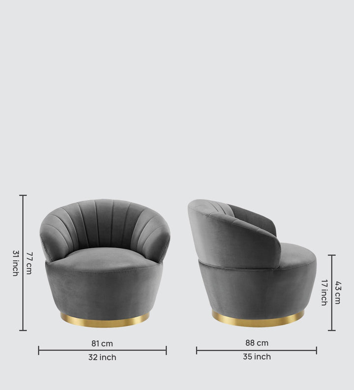 Fabric Low Back Lounge Chair In Velvet Pitch