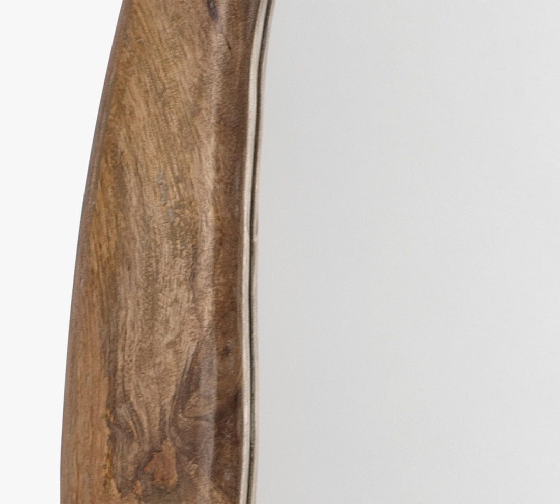 Natural Wooden Oval Wall Mirror