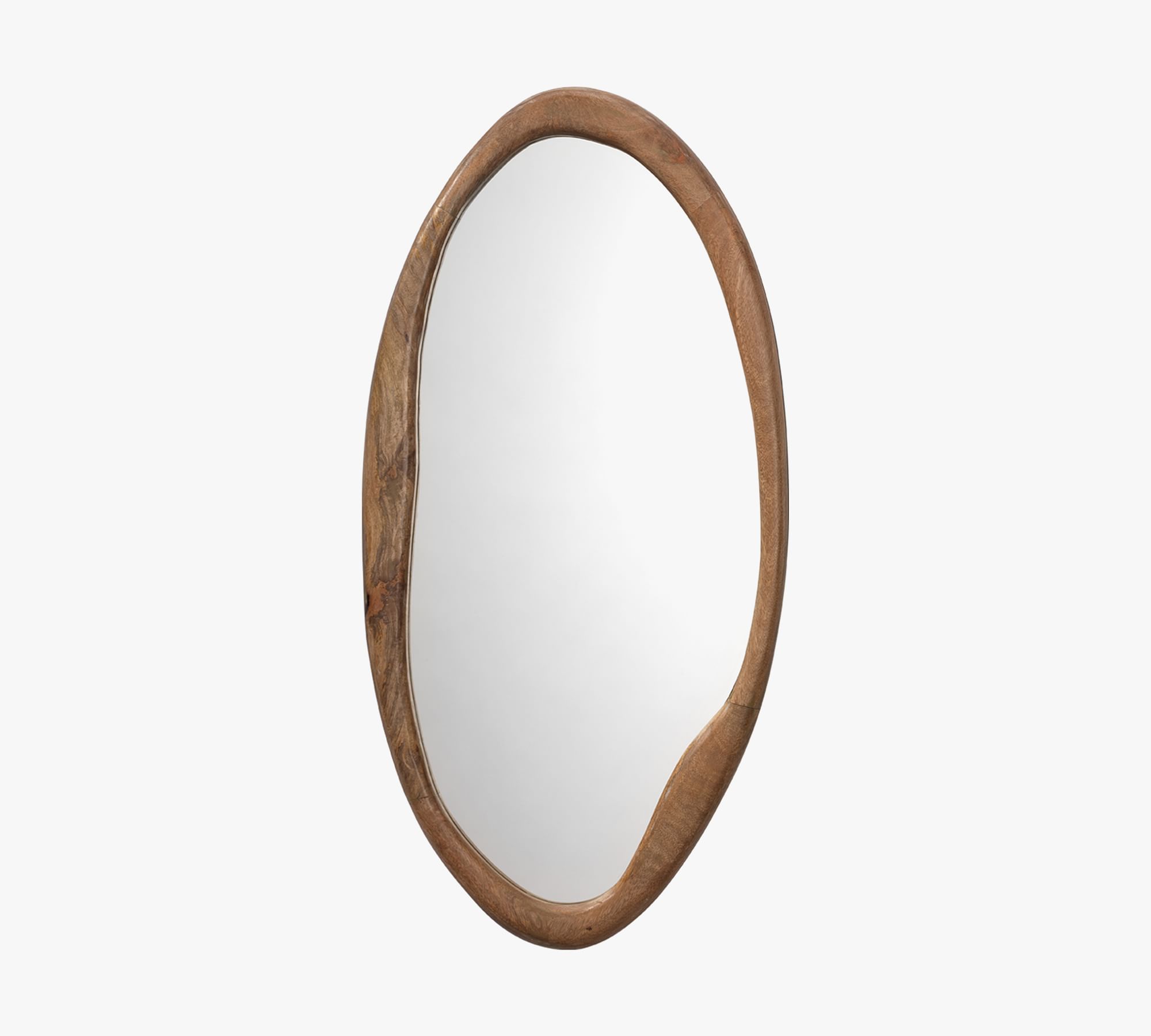 Natural Wooden Oval Wall Mirror
