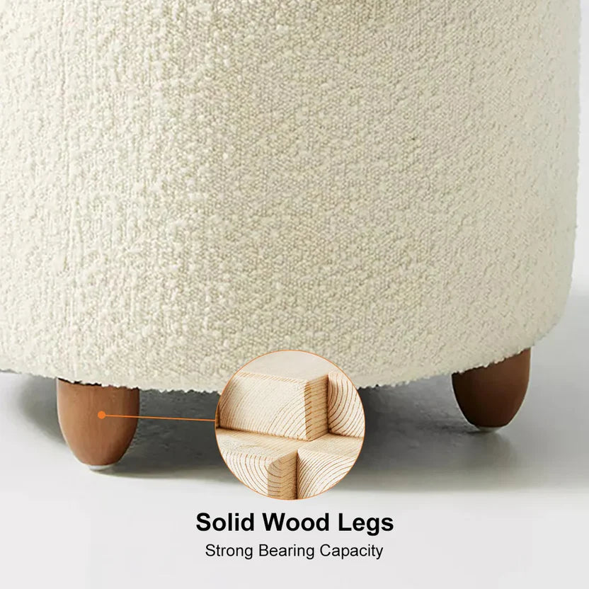 Modern White Boucle Vanity Stool
