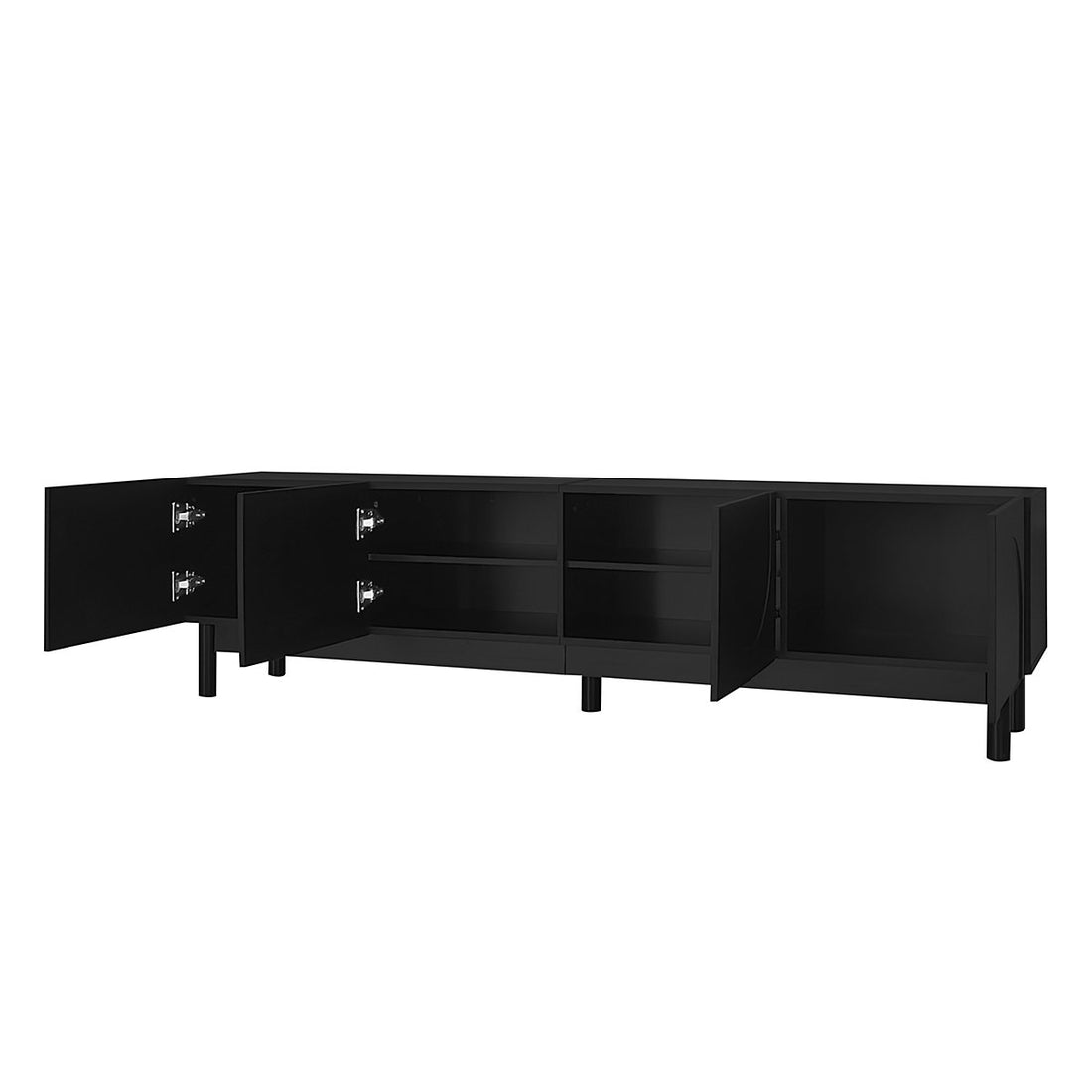 BTM Lowboard, TV Cabinet with Curved, Wave-Shaped Doors, Shelves, and TV Stand with Stabilizing Legs