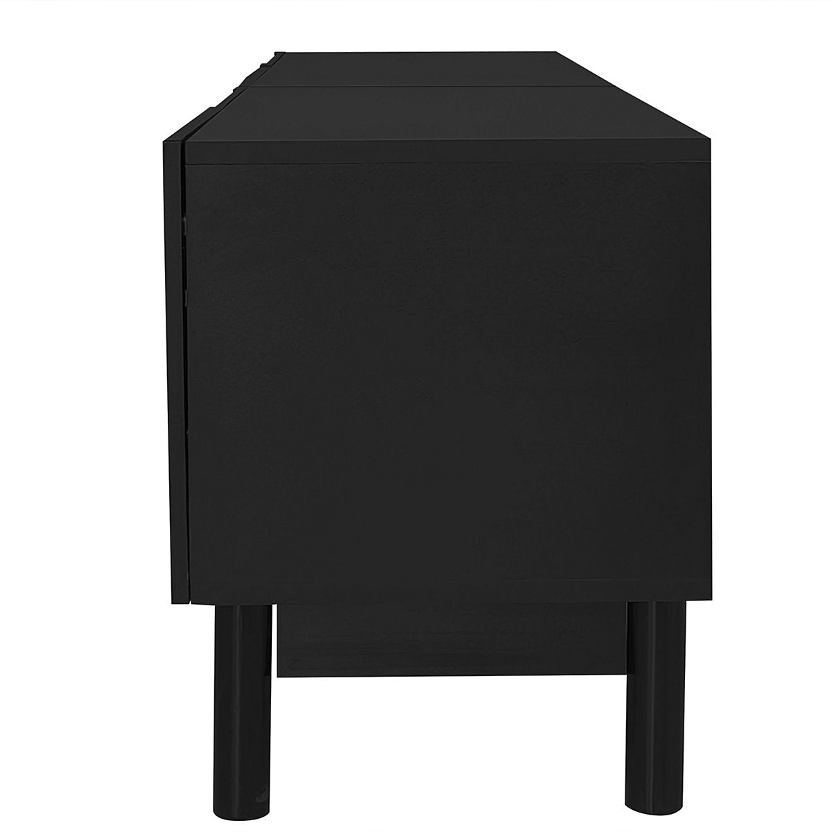 BTM Lowboard, TV Cabinet with Curved, Wave-Shaped Doors, Shelves, and TV Stand with Stabilizing Legs