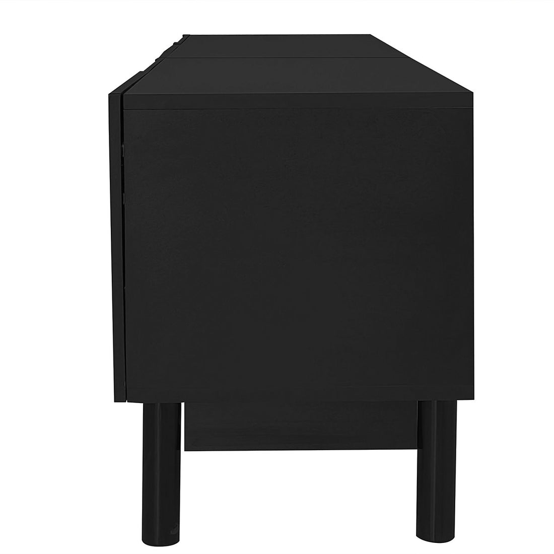 BTM Lowboard, TV Cabinet with Curved, Wave-Shaped Doors, Shelves, and TV Stand with Stabilizing Legs