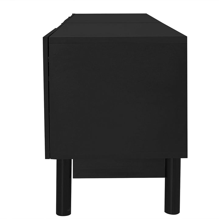 BTM Lowboard, TV Cabinet with Curved, Wave-Shaped Doors, Shelves, and TV Stand with Stabilizing Legs
