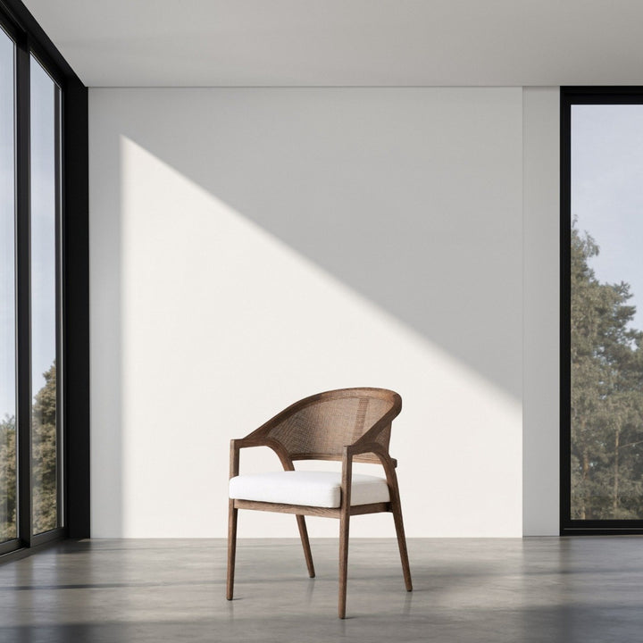 Rattan Chair - Almond Beige - Burnt Amber