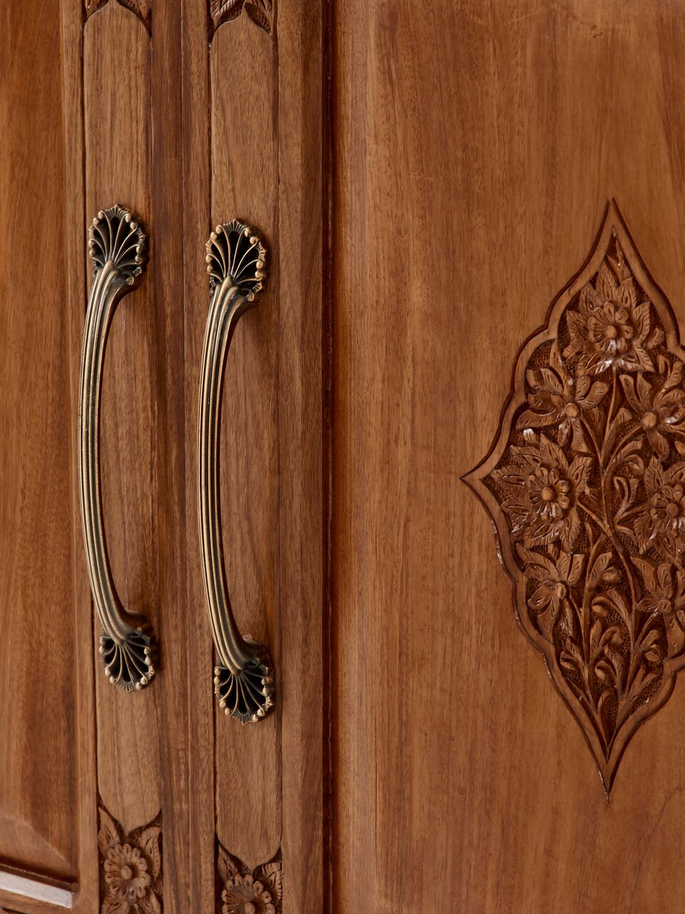 Carved Walnut Wood Wardrobe