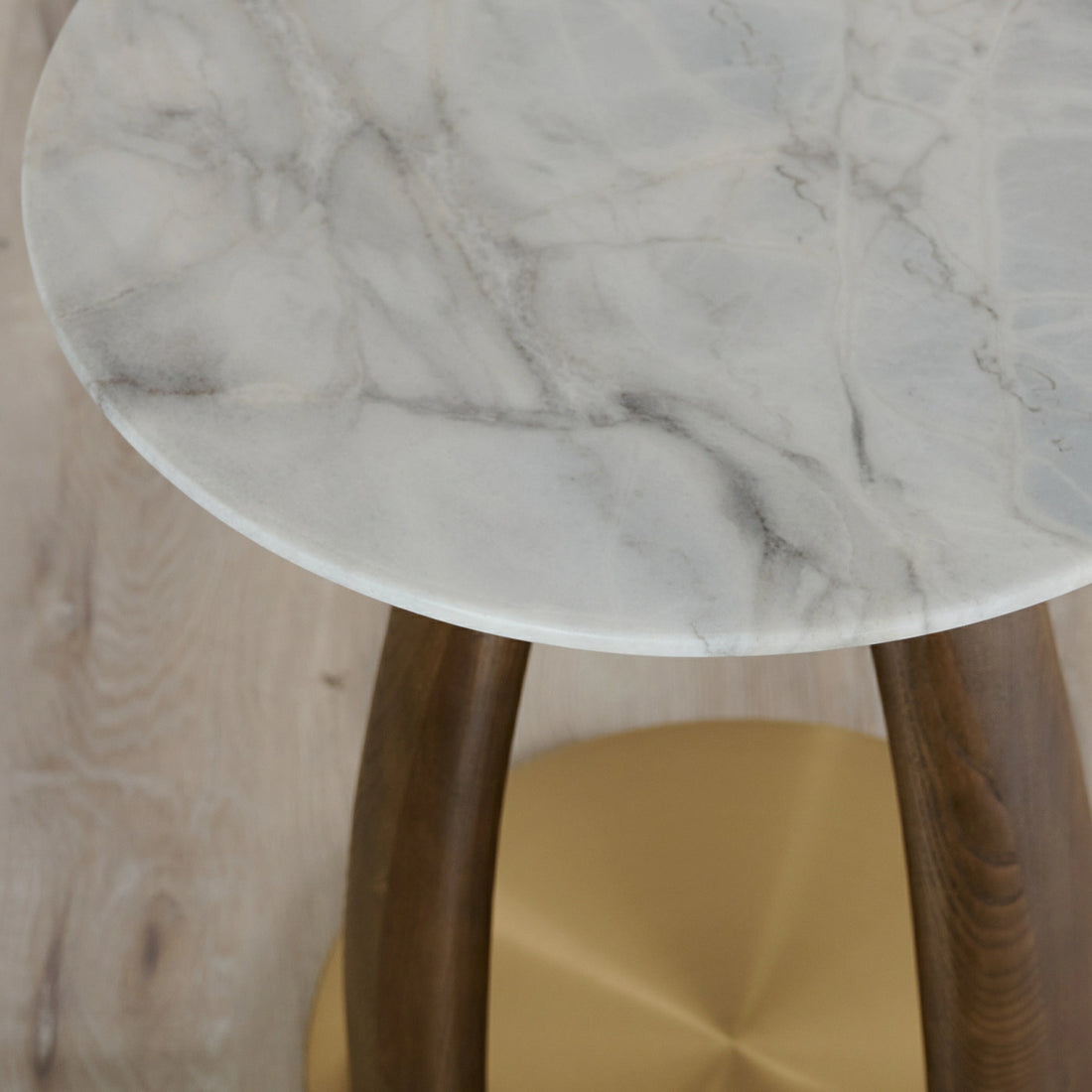 Side Table, Victoria Marble & Walnut Veneer