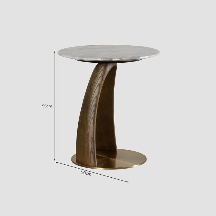 Side Table, Victoria Marble & Walnut Veneer