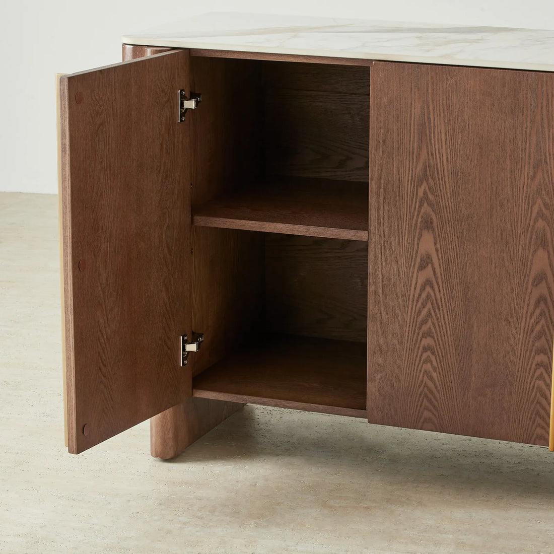 Sir Lionell Gliding White Sintered Stone Sideboard