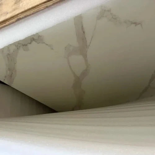 Trapezoid Faux Marble Coffee Table