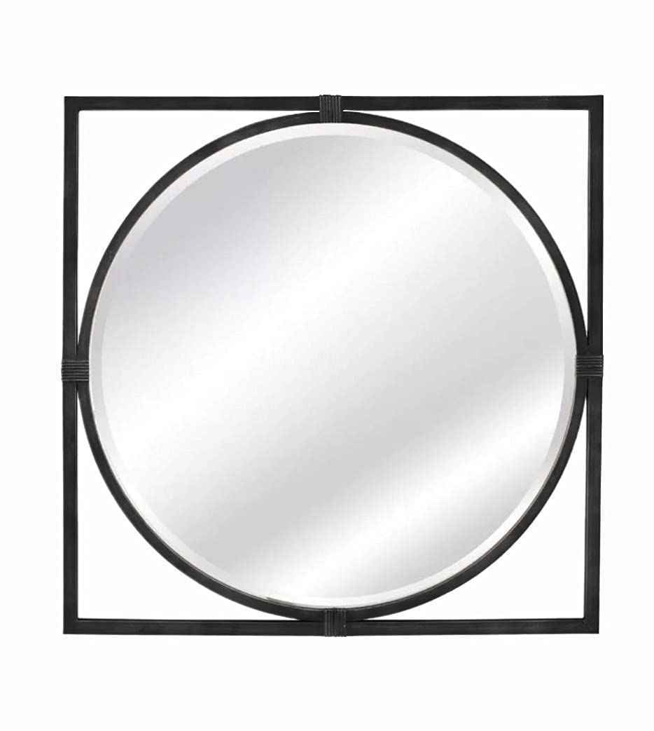 Antique Square Framed Wood Wall Mirror