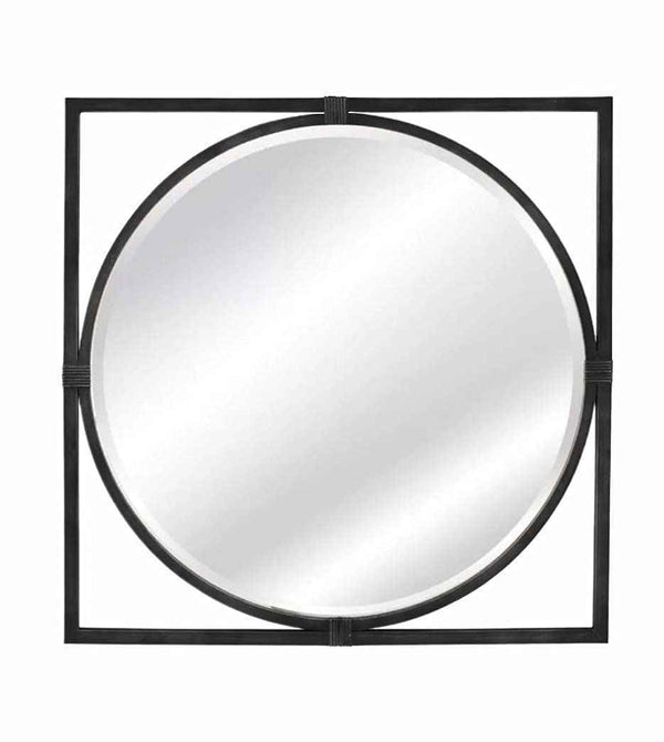 Antique Square Framed Wood Wall Mirror