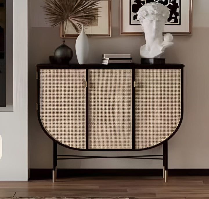 Nismaaya Helen Ovale Rattan Wardrobe Black