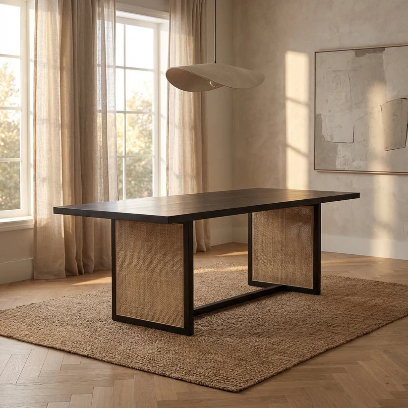 Dennis Woven Rectangle 6 Seater Dining Table