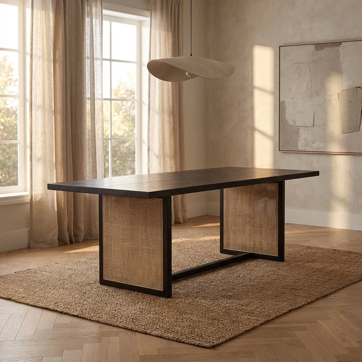 Dennis Woven Rectangle 6 Seater Dining Table
