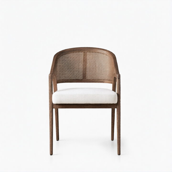 Rattan Chair - Almond Beige - Burnt Amber