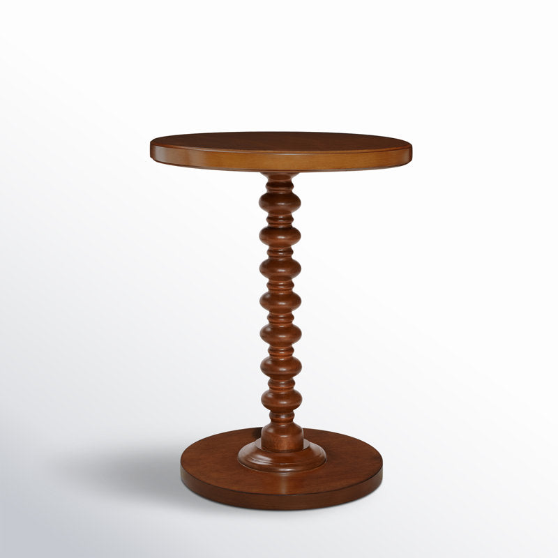 Winston Porter Walnut Finish Accent Table With Round Base