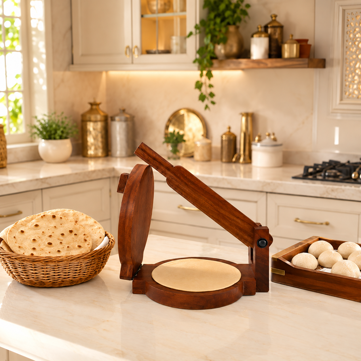 Handcrafted Wooden Roti Press