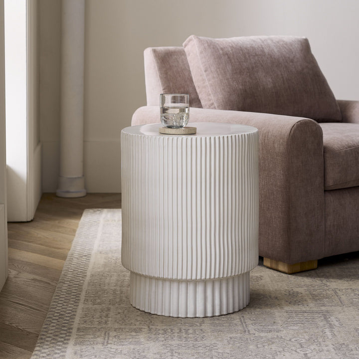 Fluted Ceramic Indoor/Outdoor Side Table