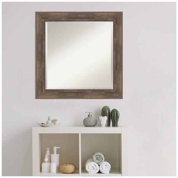 Rustic Square Framed Bathroom Vanity Wall Mirror