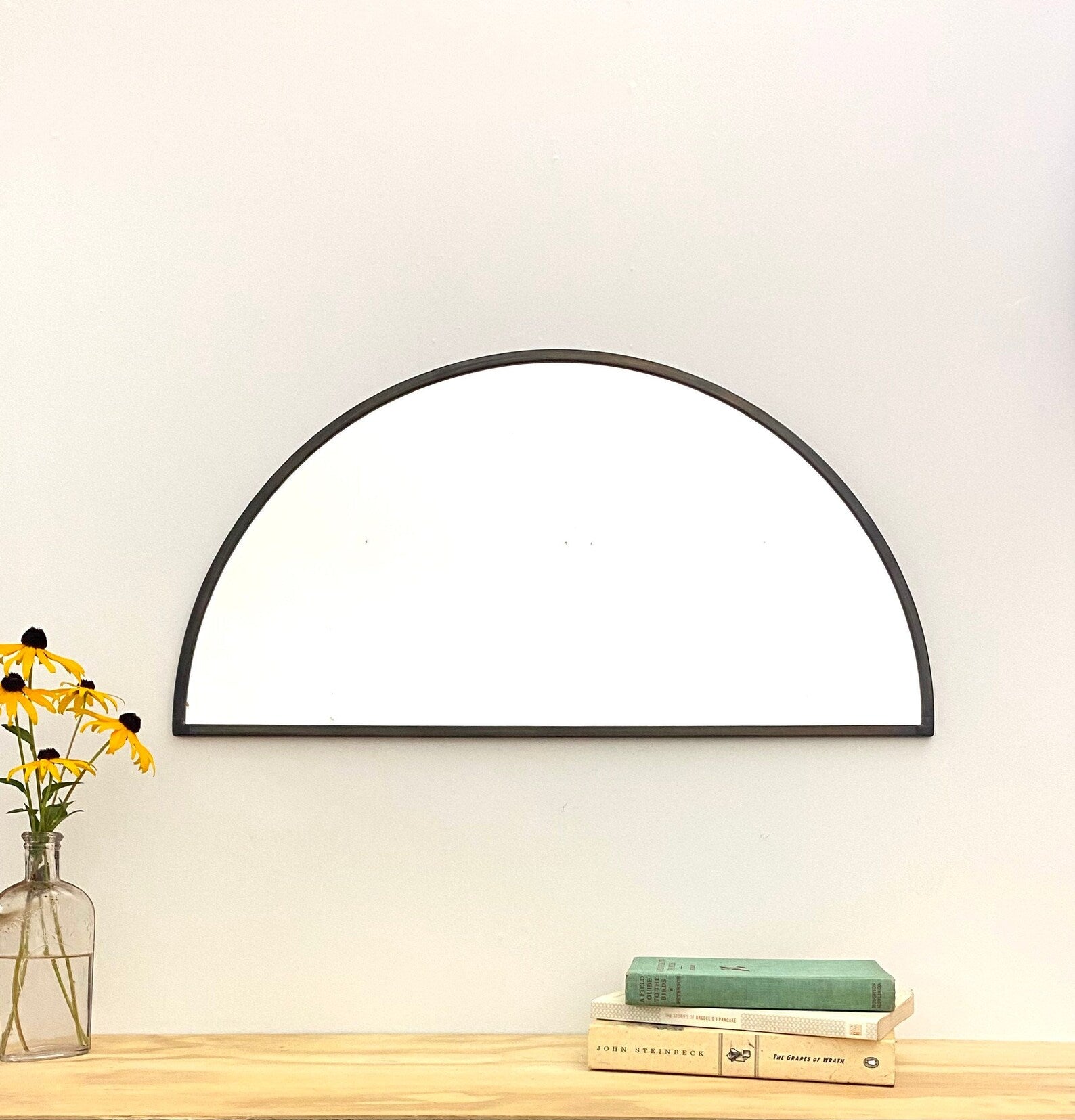 Half Circle Mirror Gray Border Handmade Wall Mirror