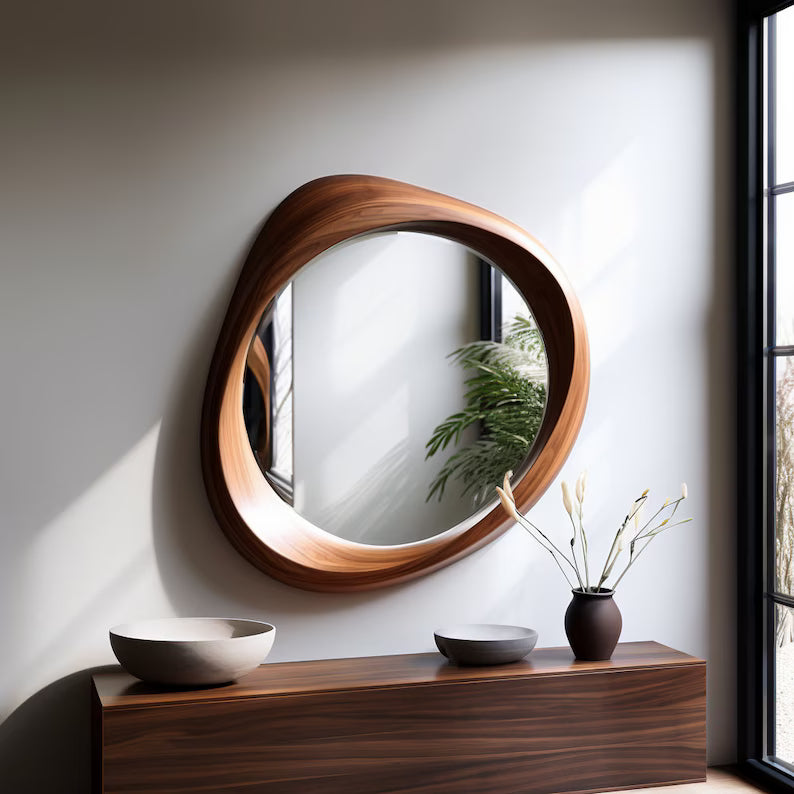 Artisan-Crafted Solid Wood Mirror