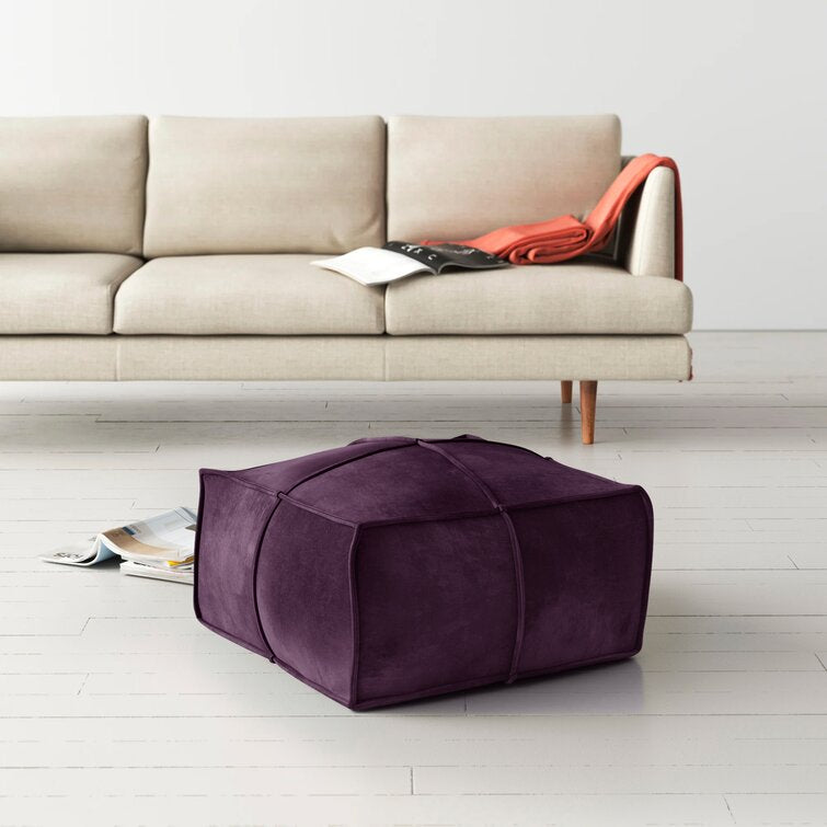 Sage Velvet Square Pouf Ottoman