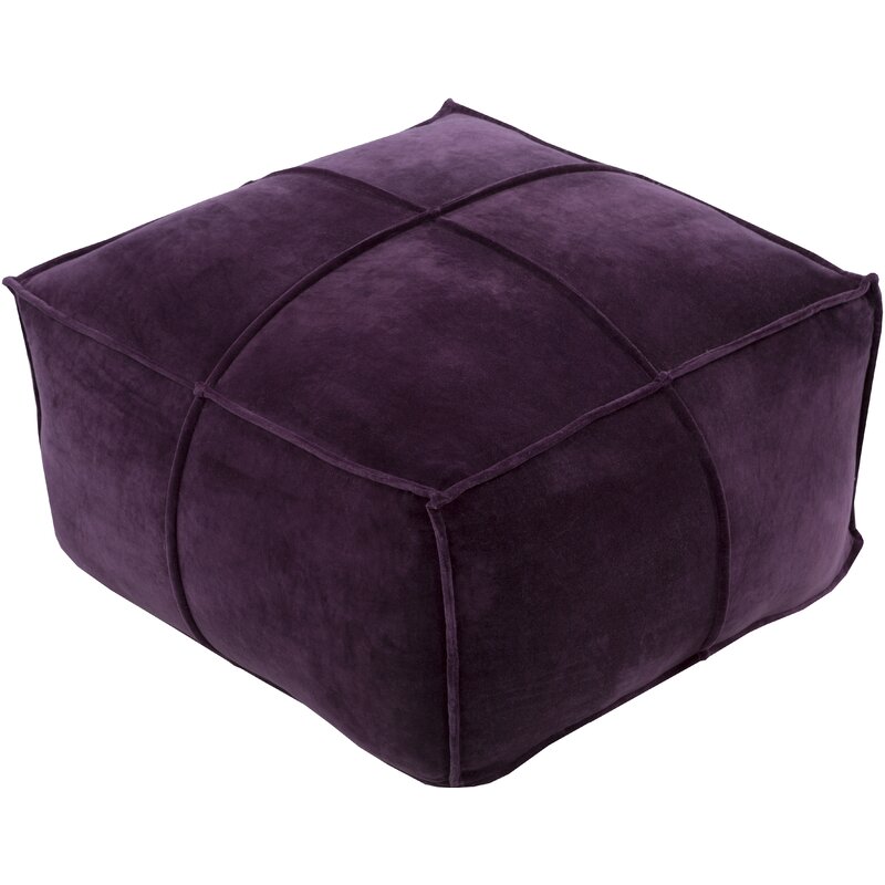 Sage Velvet Square Pouf Ottoman