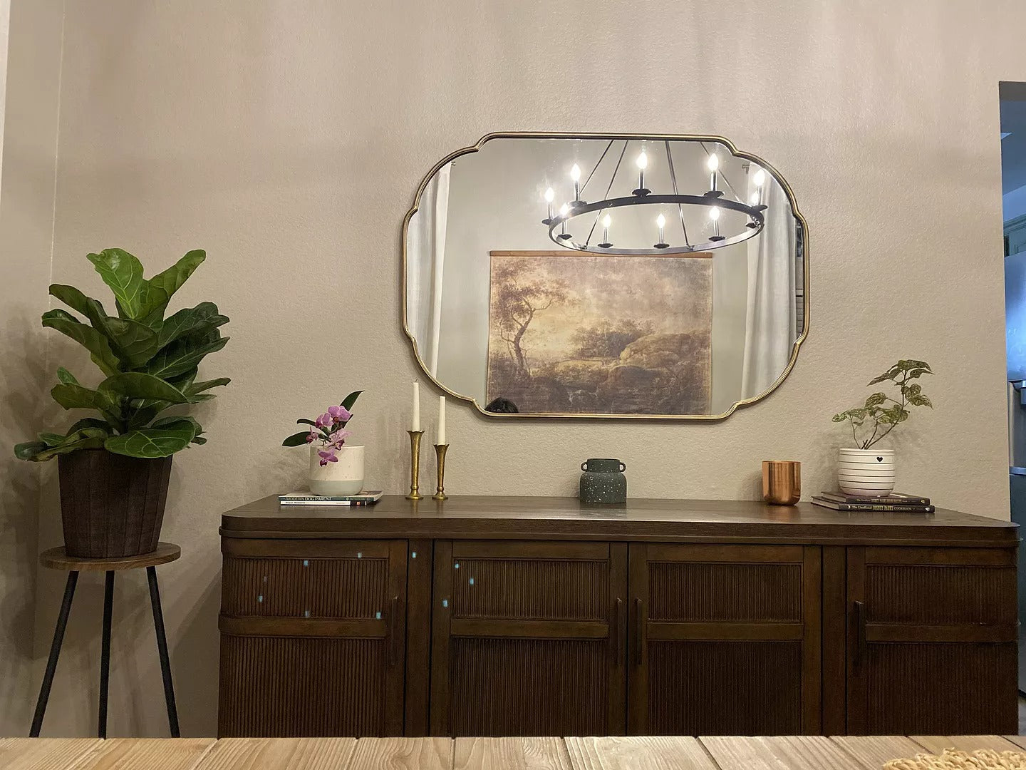 Antique Brass Luna Mirror