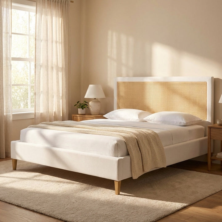 Agustin Upholstered Cane-Back Bed