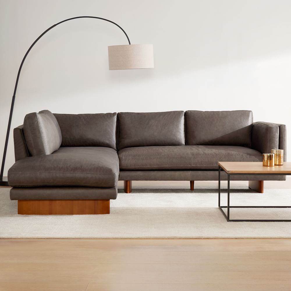 Corbin Leather 2-Piece Bumper Chaise Sectional