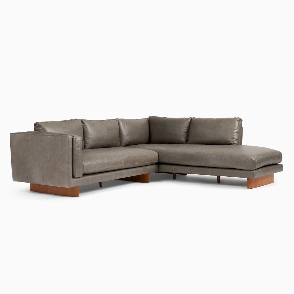 Corbin Leather 2-Piece Bumper Chaise Sectional