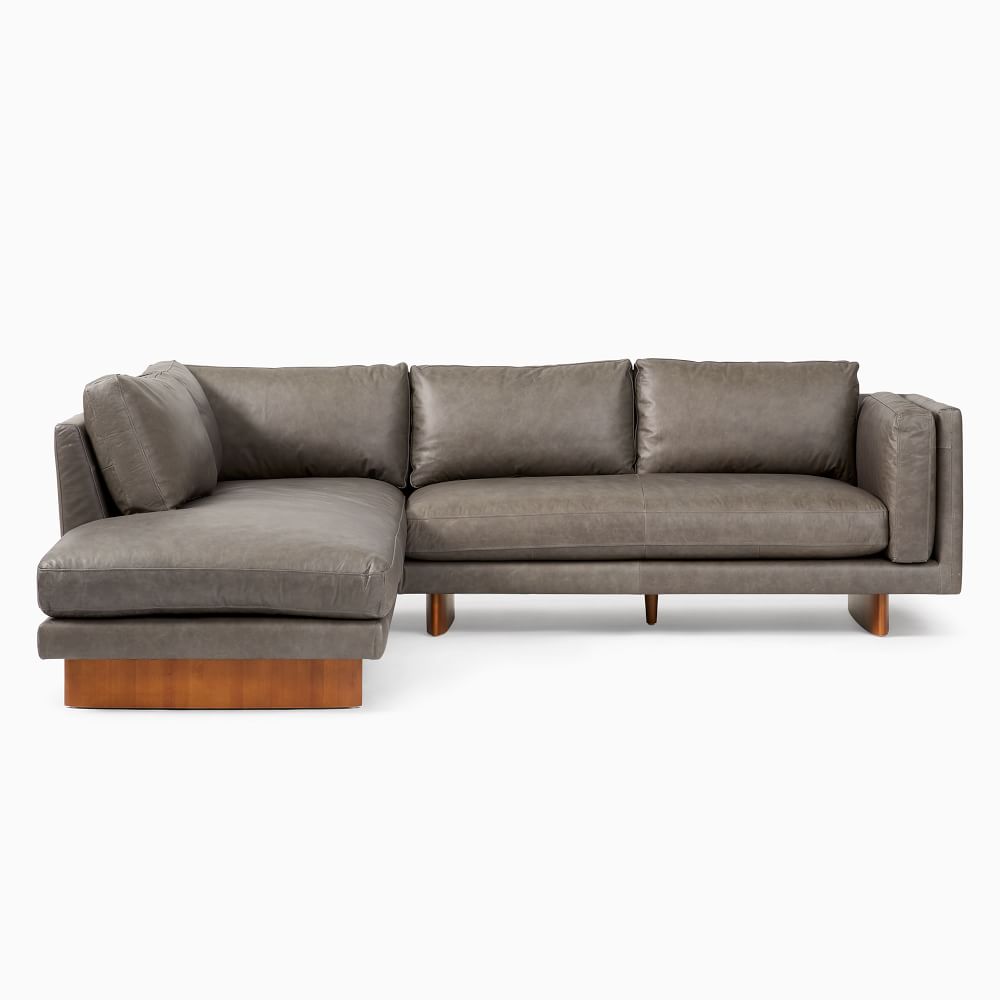 Corbin Leather 2-Piece Bumper Chaise Sectional