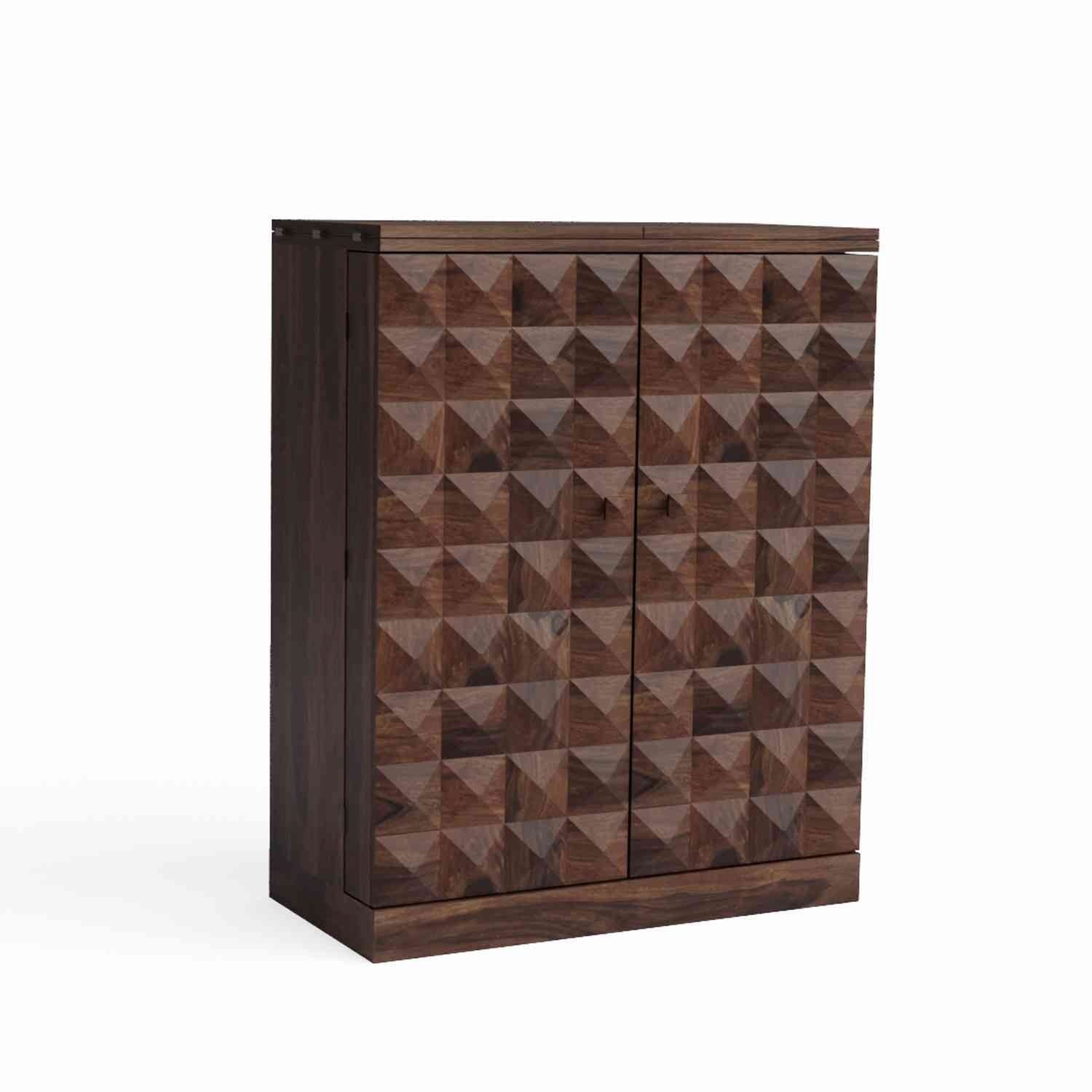Sofia Solid Sheesham Wood Bar Cabinet (Big Size, Walnut Finish)