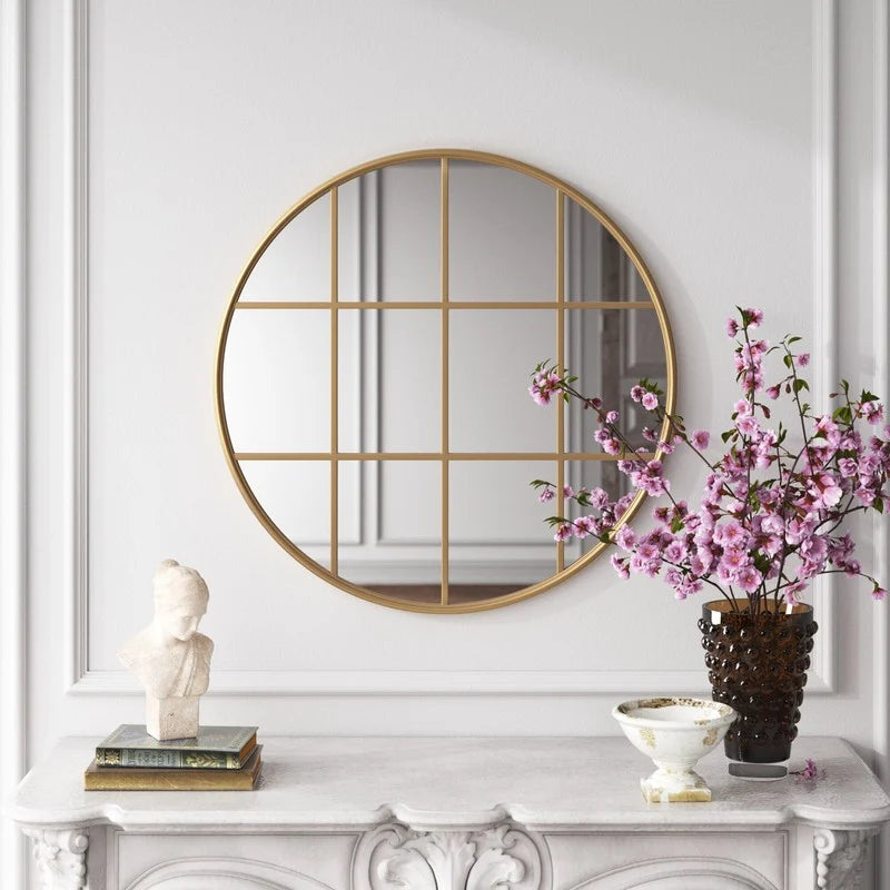 Gold Windowpane Design Mirror