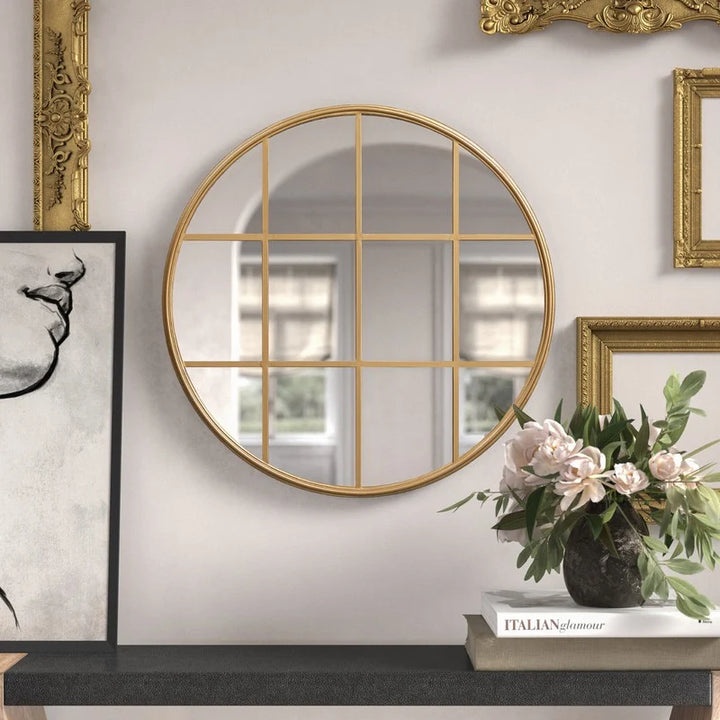 Gold Windowpane Design Mirror